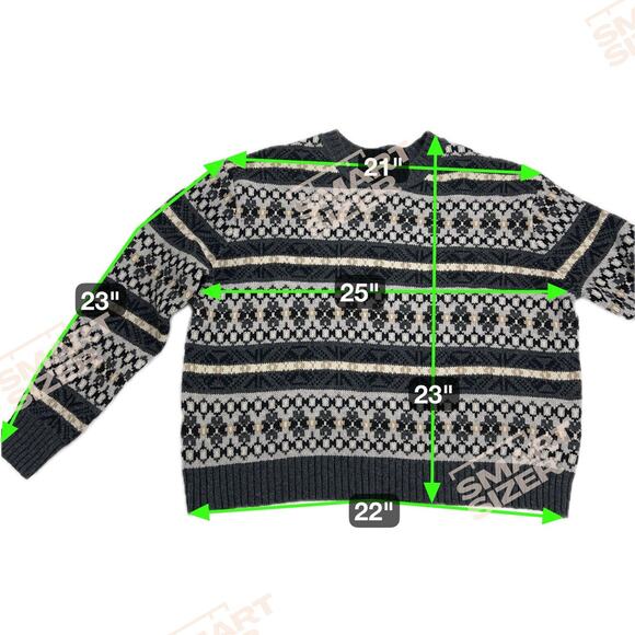 J. Crew 100% Lambswool Fair Isle Sweater Gray White Snowflake Size L - Picture 4 of 12